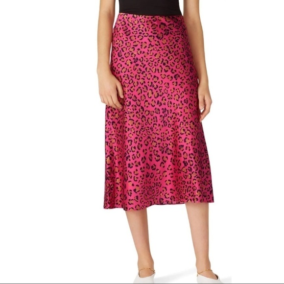 Milly Fion Pink Cheetah Midi Skirt - Picture 1 of 13